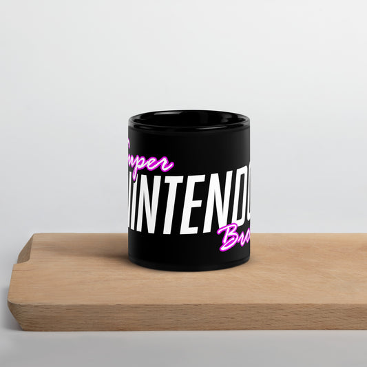 Super Nintendo Bros Black Glossy Mug