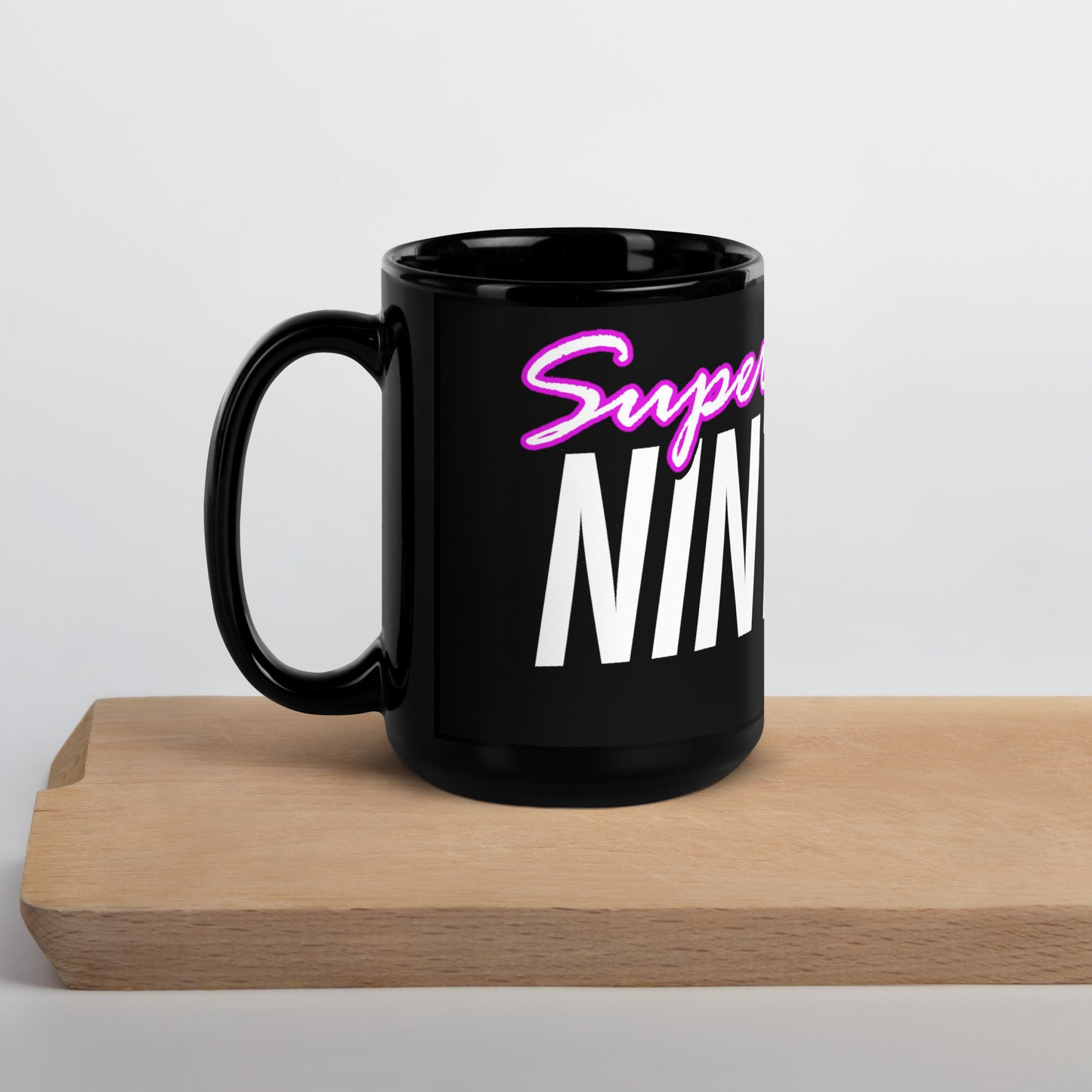 Super Nintendo Bros Black Glossy Mug