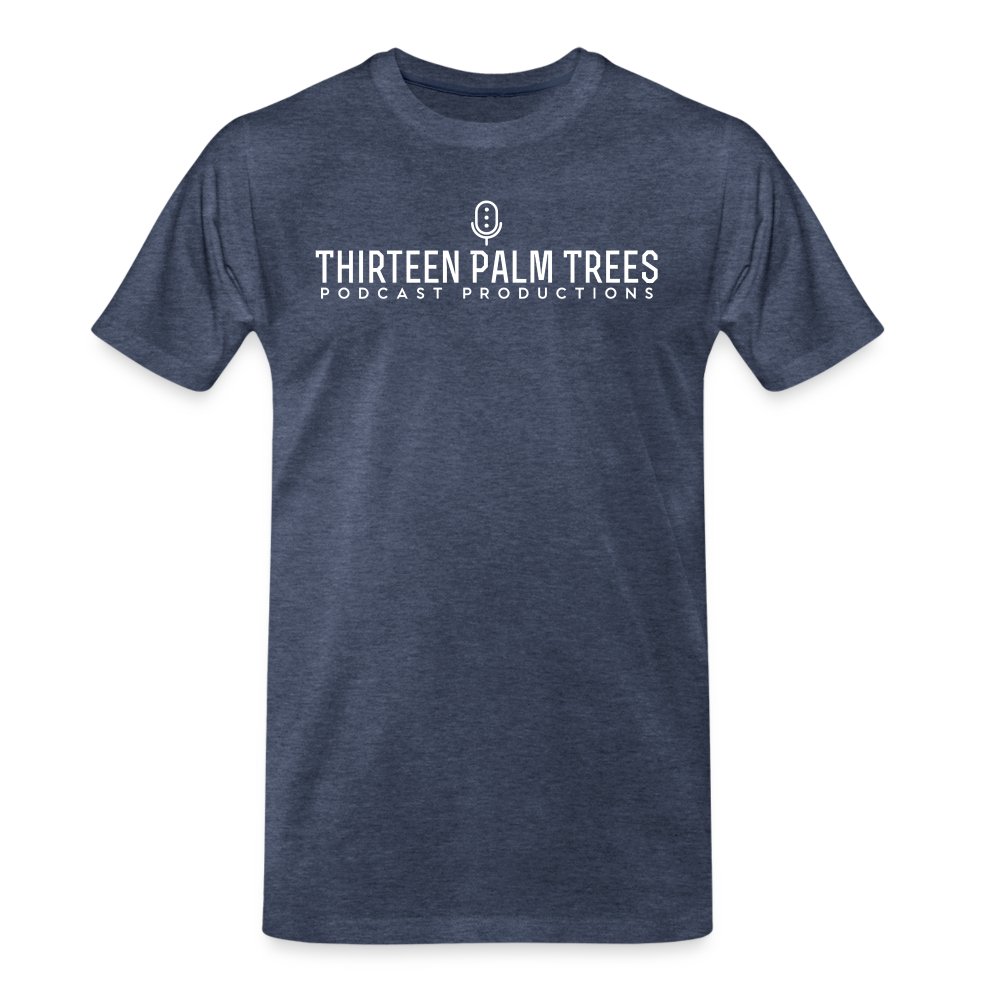 Thirteen Palm Trees Tee - White Logo - heather blue