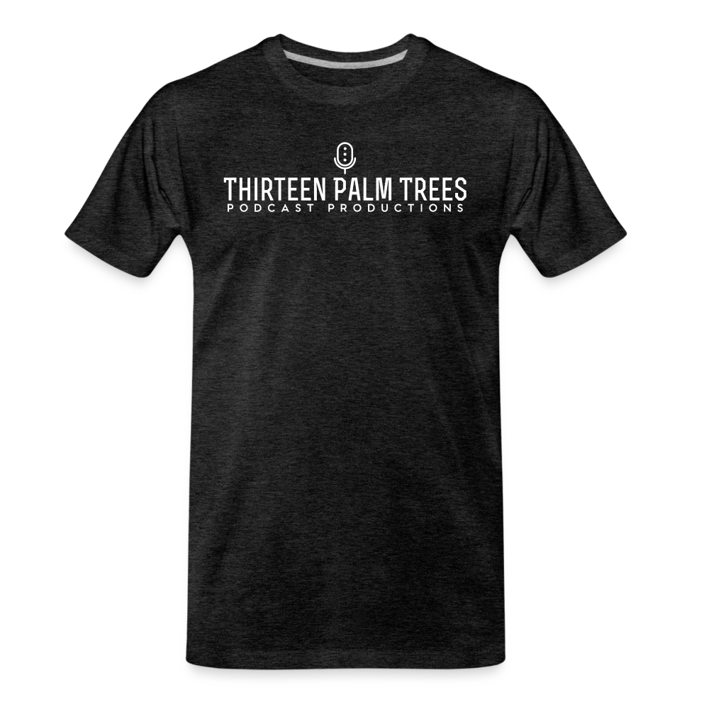 Thirteen Palm Trees Tee - White Logo - charcoal grey