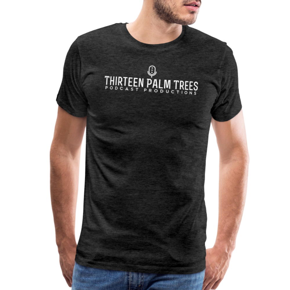 Thirteen Palm Trees Tee - White Logo - charcoal grey