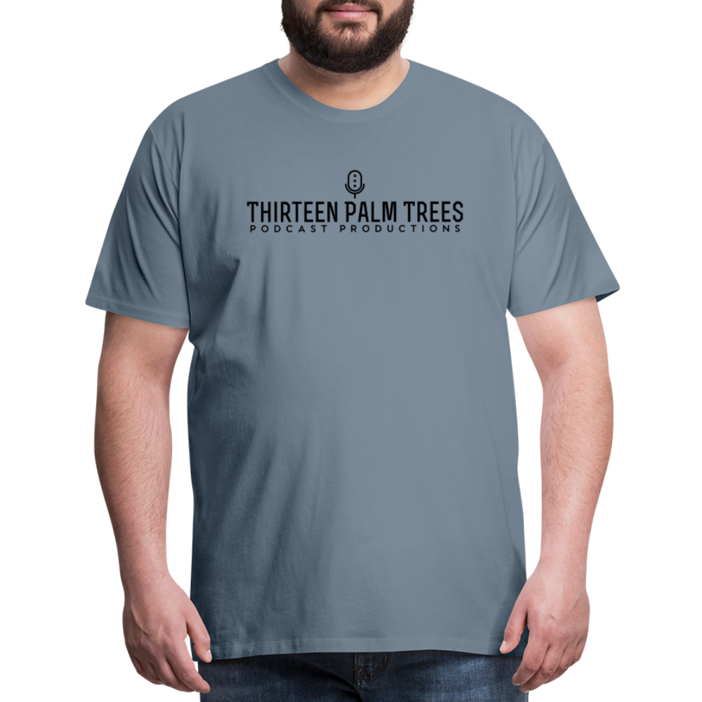 Thirteen Palm Trees Tee - Black Logo - steel blue