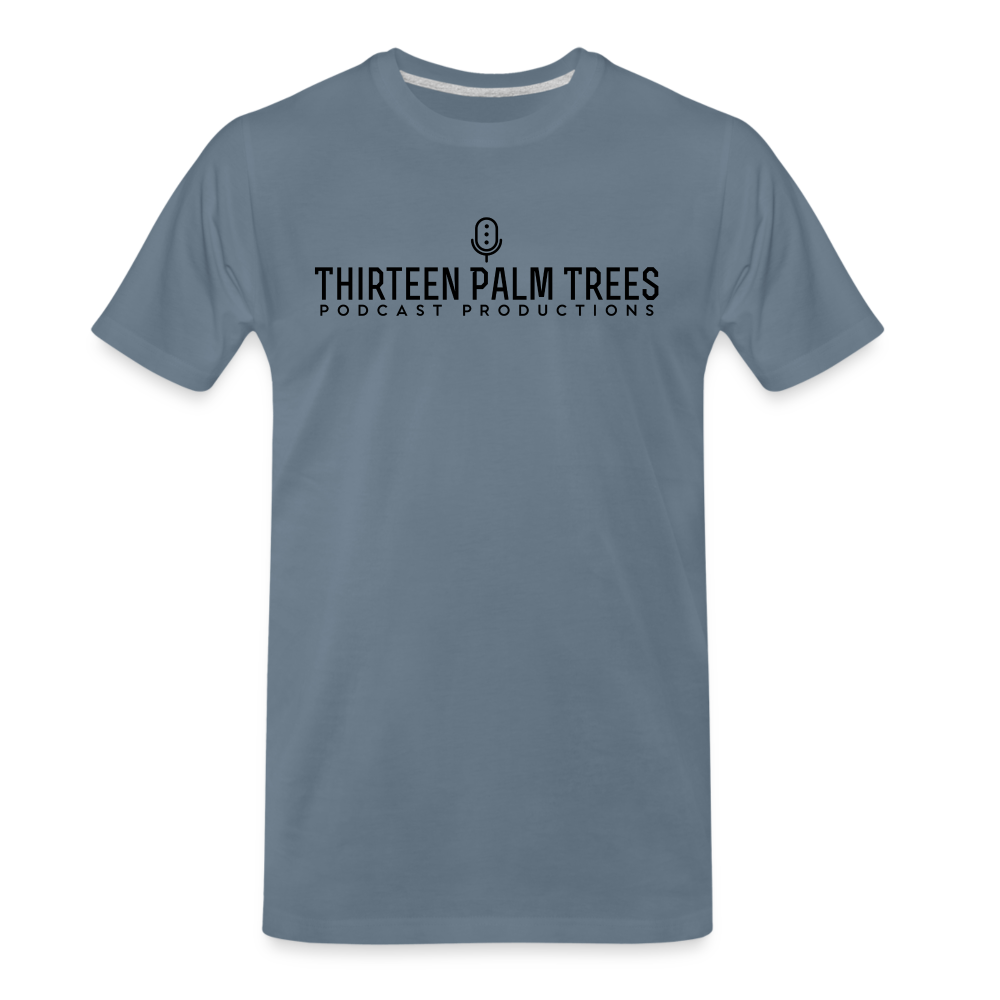 Thirteen Palm Trees Tee - Black Logo - steel blue