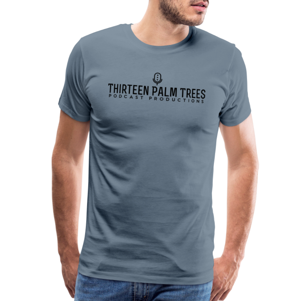 Thirteen Palm Trees Tee - Black Logo - steel blue