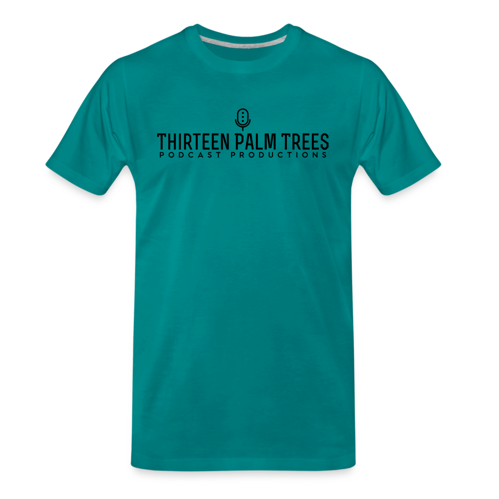 Thirteen Palm Trees Tee - Black Logo - teal