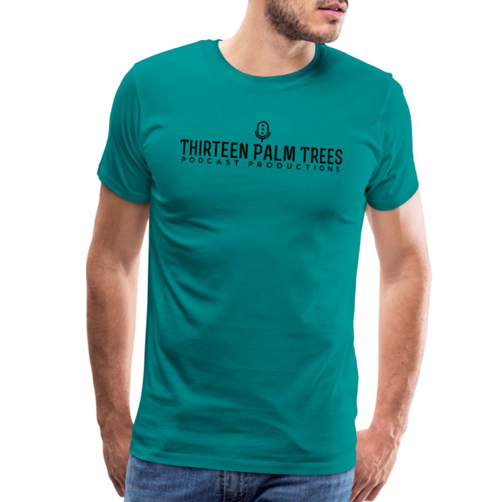 Thirteen Palm Trees Tee - Black Logo - teal