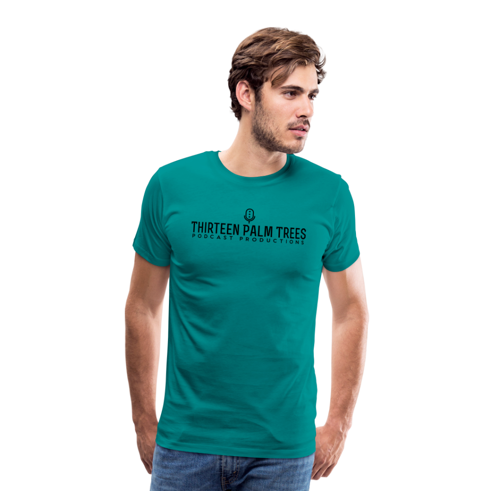 Thirteen Palm Trees Tee - Black Logo - teal