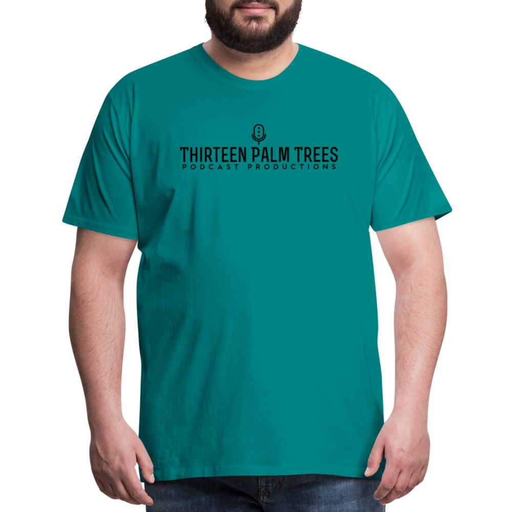 Thirteen Palm Trees Tee - Black Logo - teal