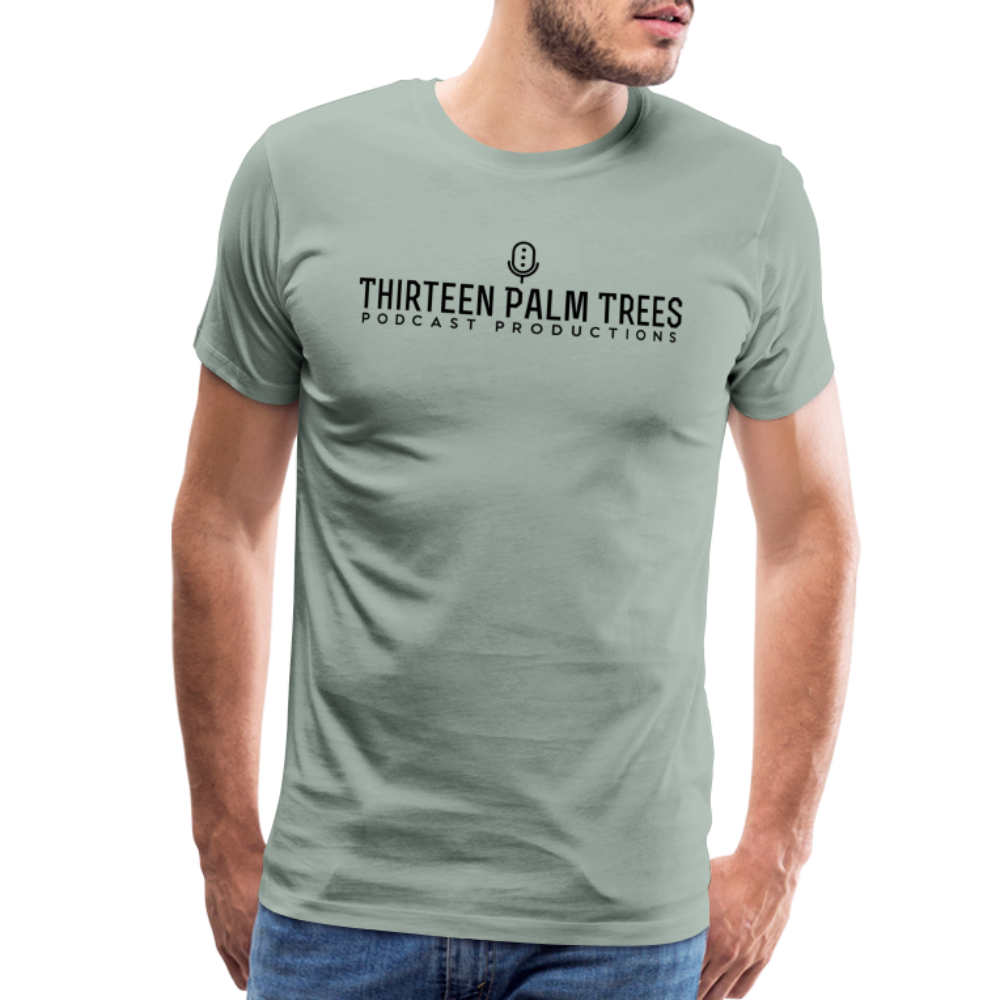 Thirteen Palm Trees Tee - Black Logo - steel green