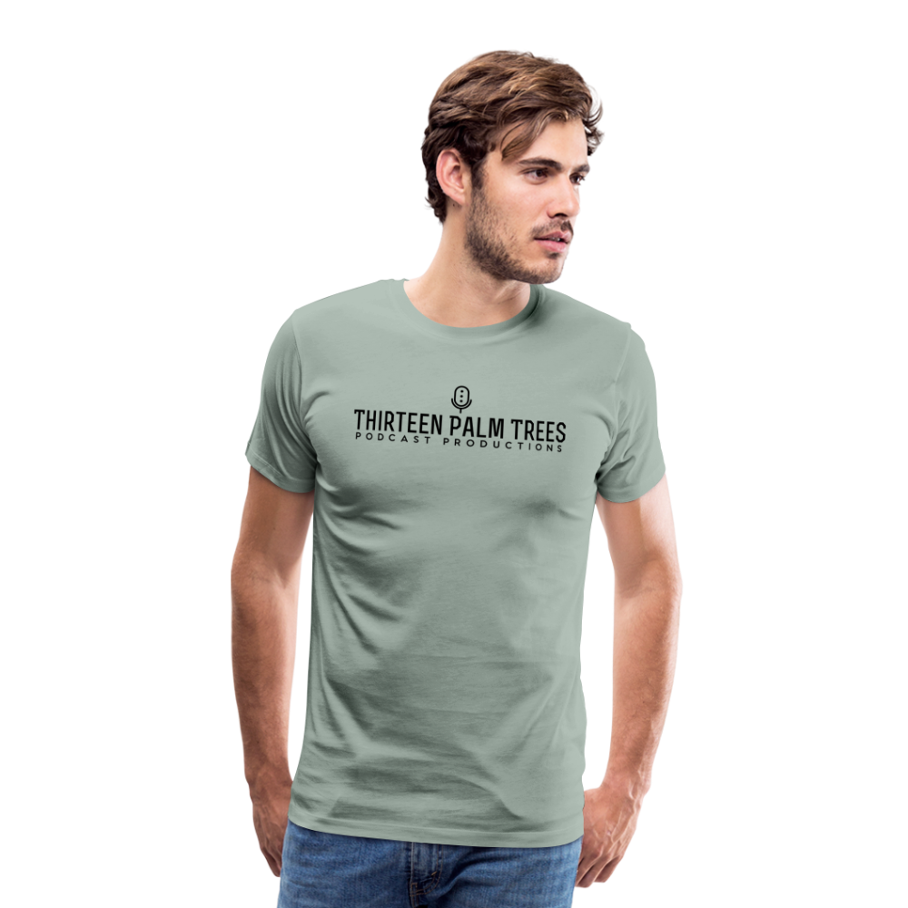 Thirteen Palm Trees Tee - Black Logo - steel green