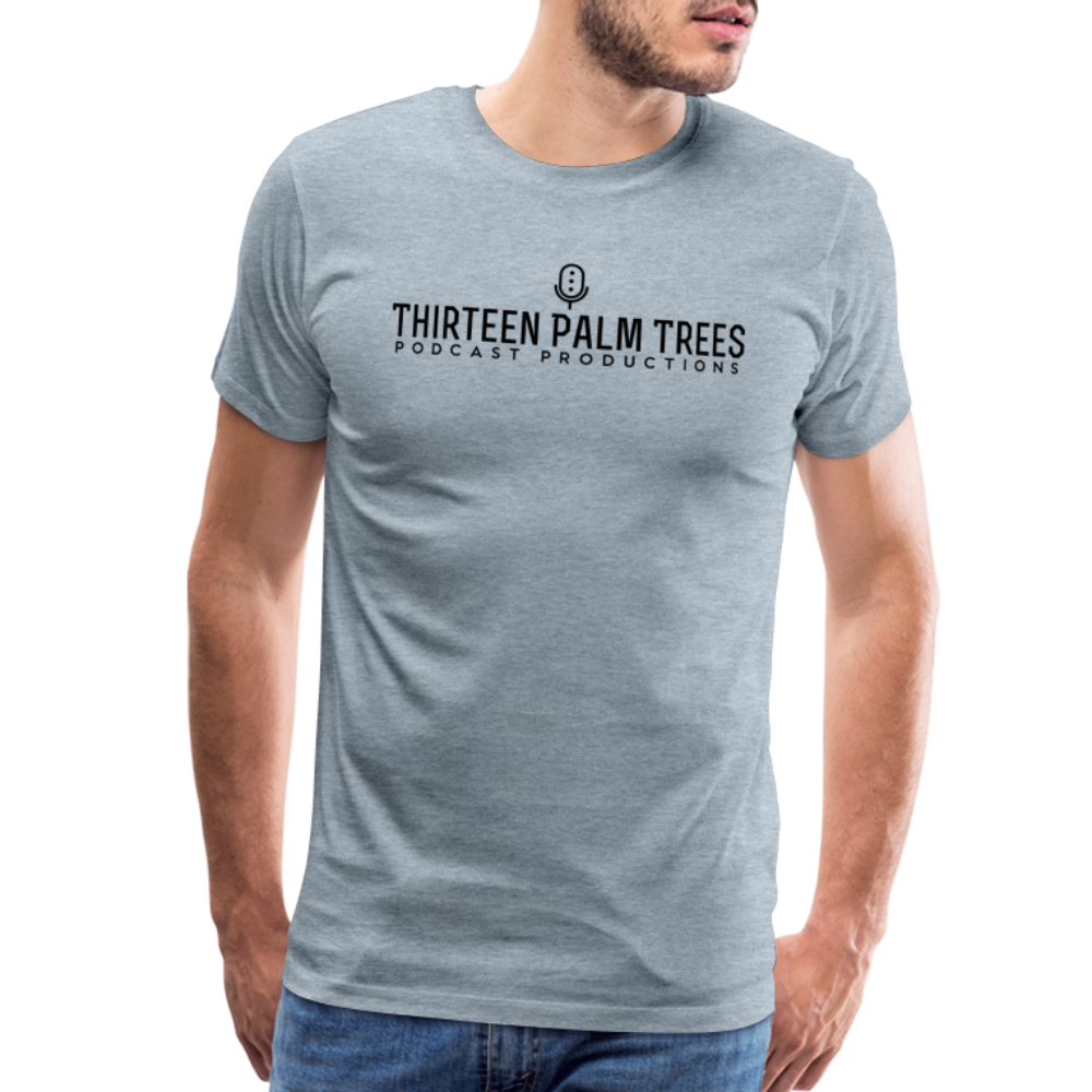 Thirteen Palm Trees Tee - Black Logo - heather ice blue