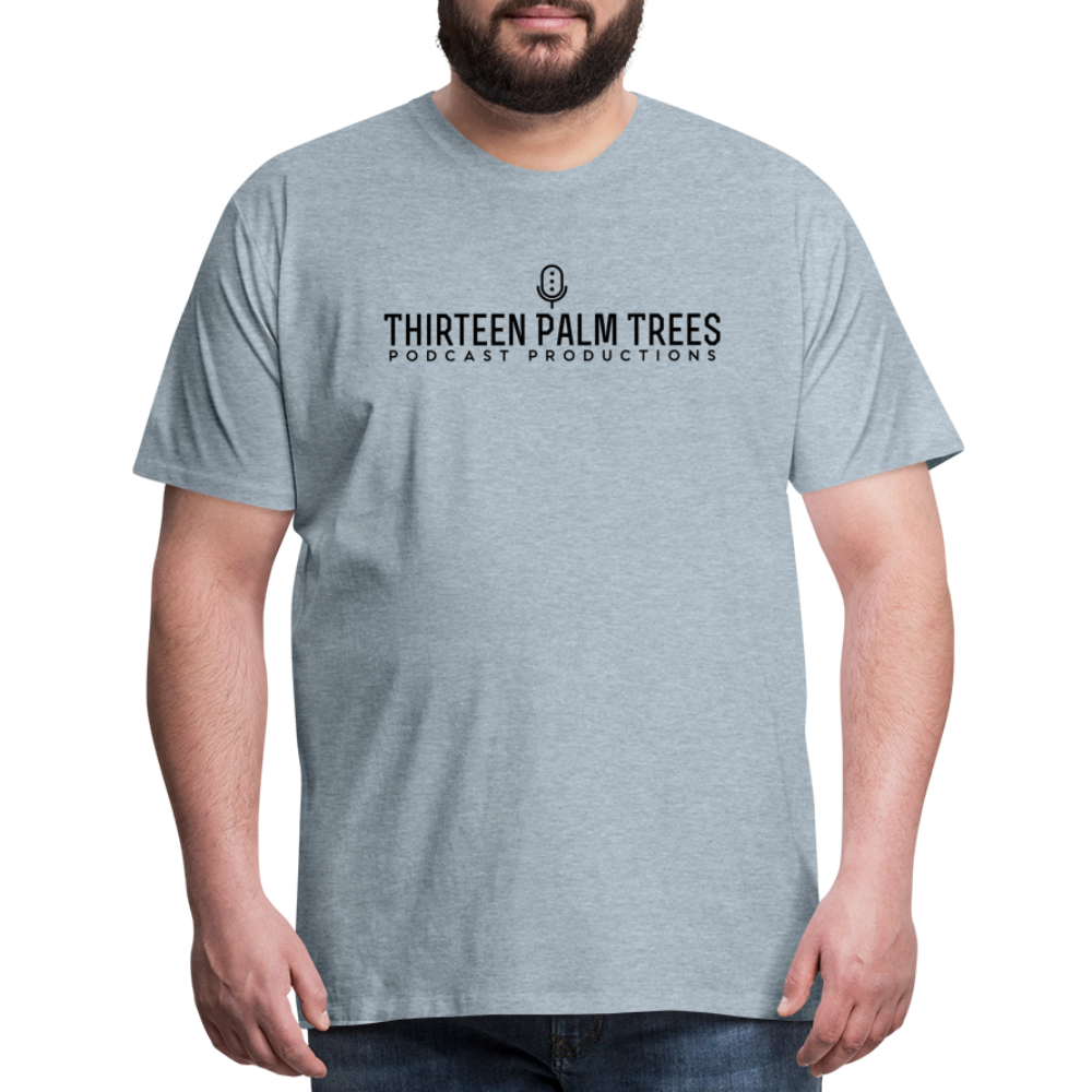 Thirteen Palm Trees Tee - Black Logo - heather ice blue