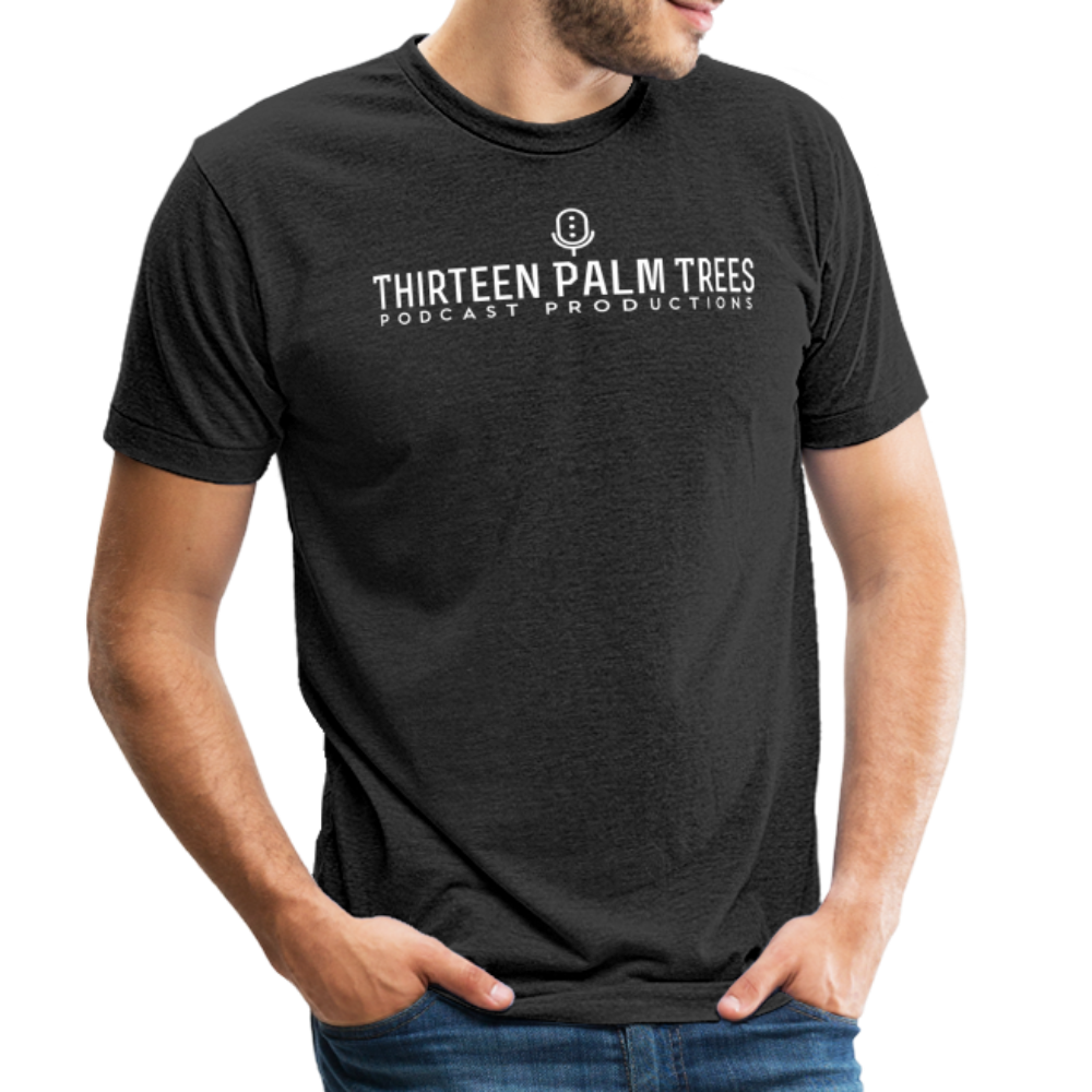 Thirteen Palm Trees White Logo Classic: Tri-Blend Tee - heather black