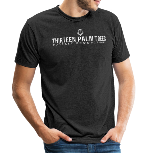 Thirteen Palm Trees White Logo Classic: Tri-Blend Tee - heather black