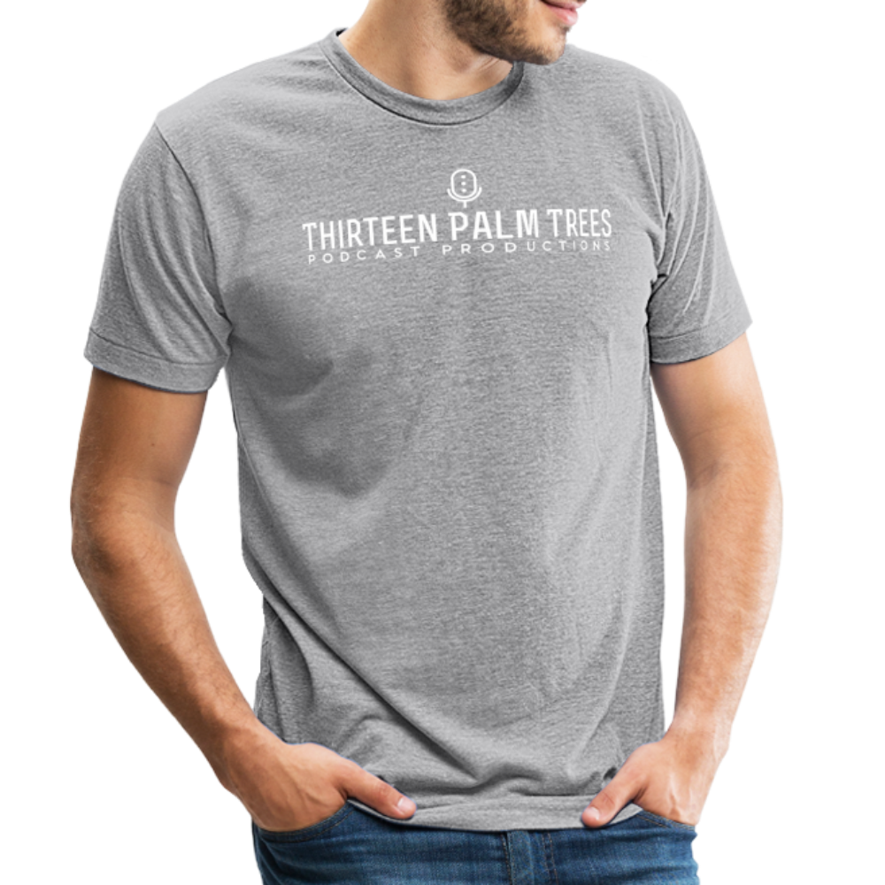 Thirteen Palm Trees White Logo Classic: Tri-Blend Tee - heather grey