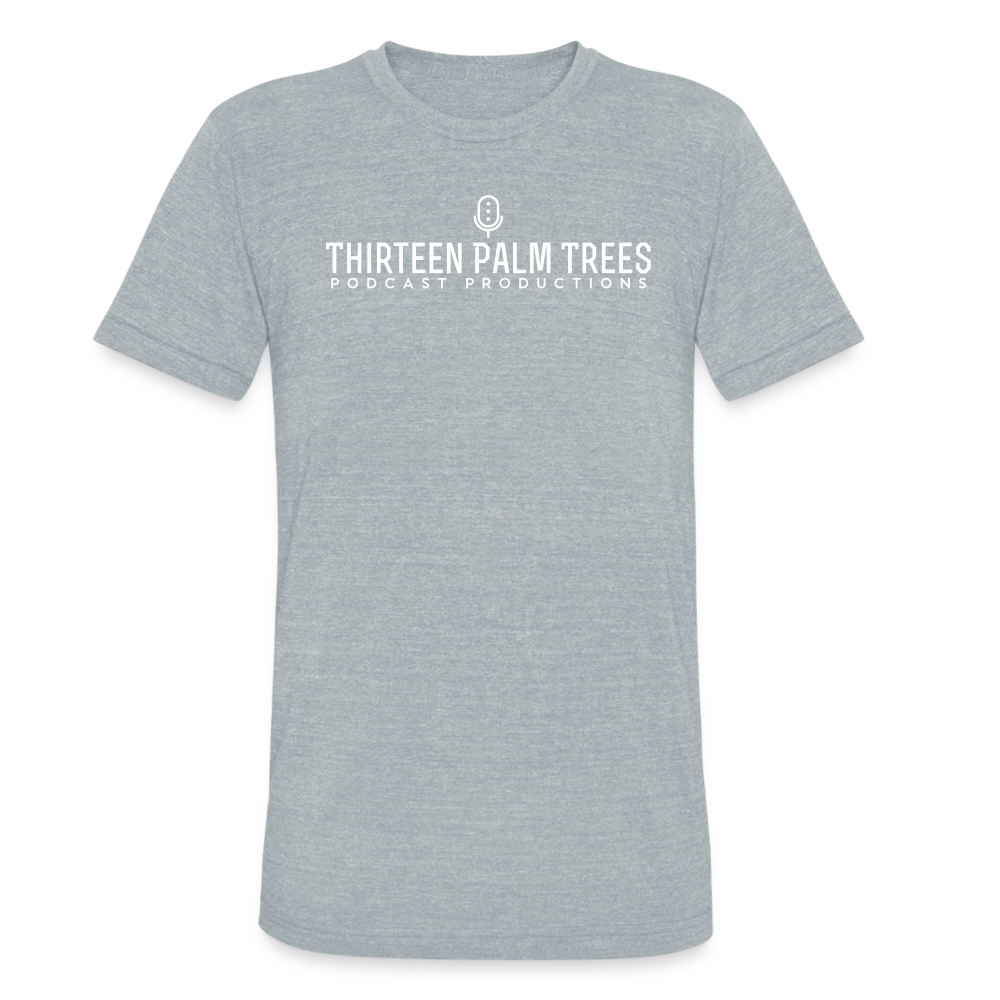 Thirteen Palm Trees White Logo Classic: Tri-Blend Tee - heather grey