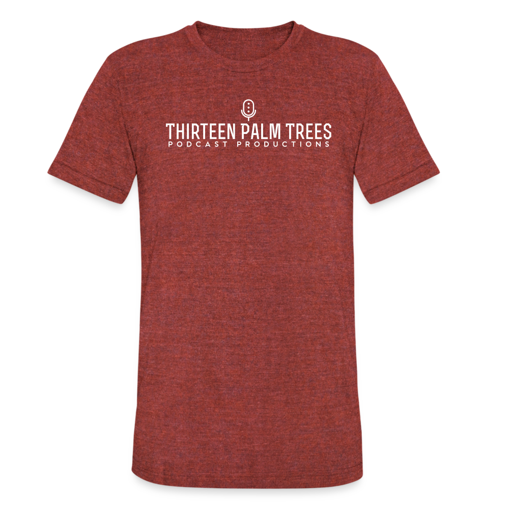 Thirteen Palm Trees White Logo Classic: Tri-Blend Tee - heather cranberry