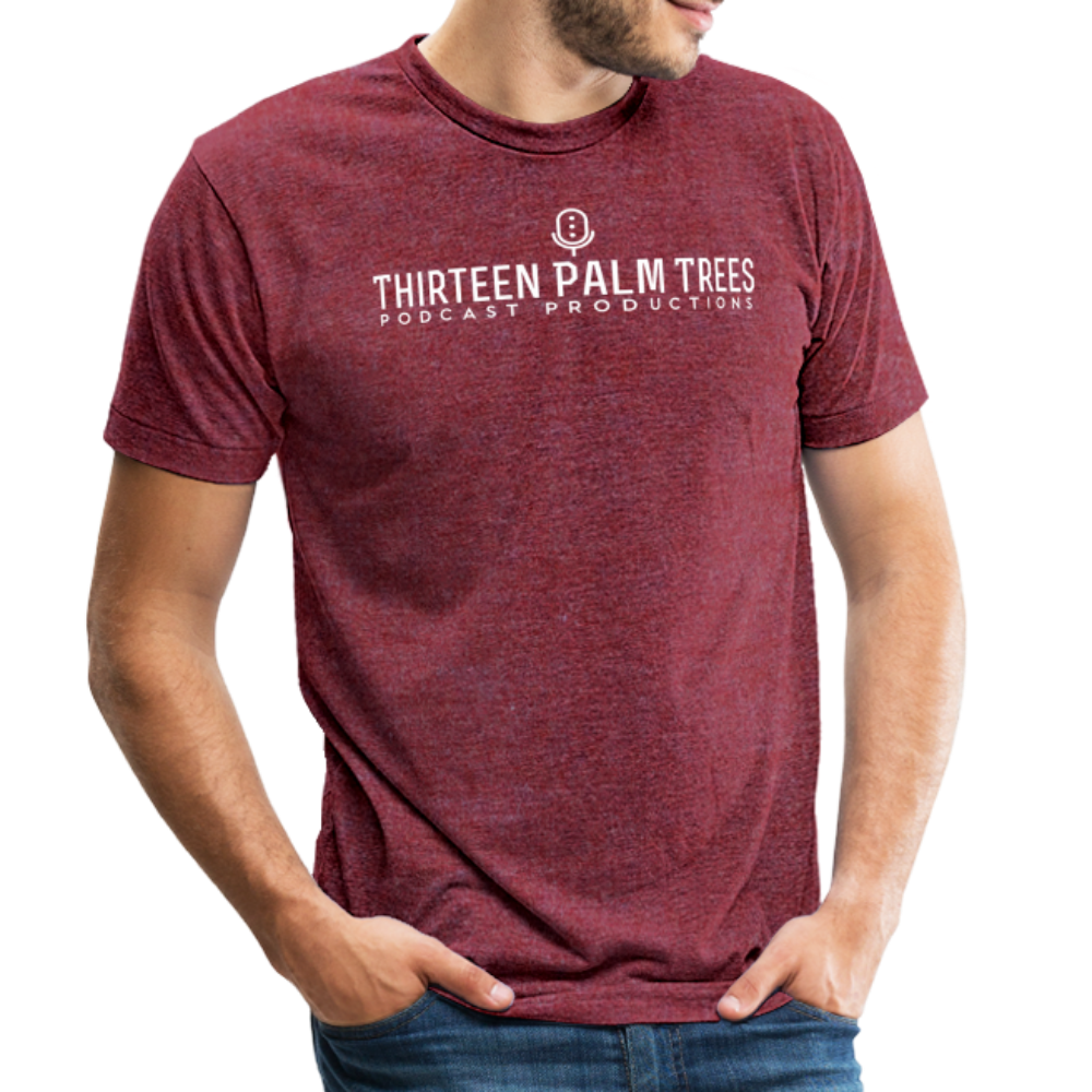 Thirteen Palm Trees White Logo Classic: Tri-Blend Tee - heather cranberry