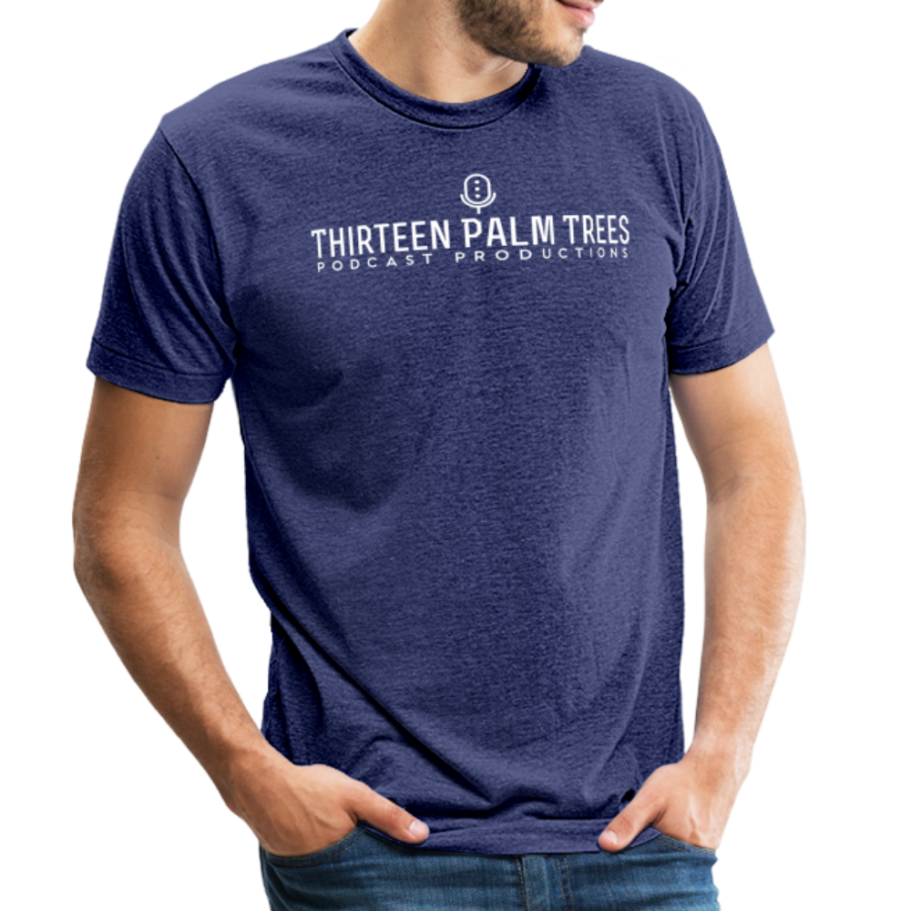 Thirteen Palm Trees White Logo Classic: Tri-Blend Tee - heather indigo