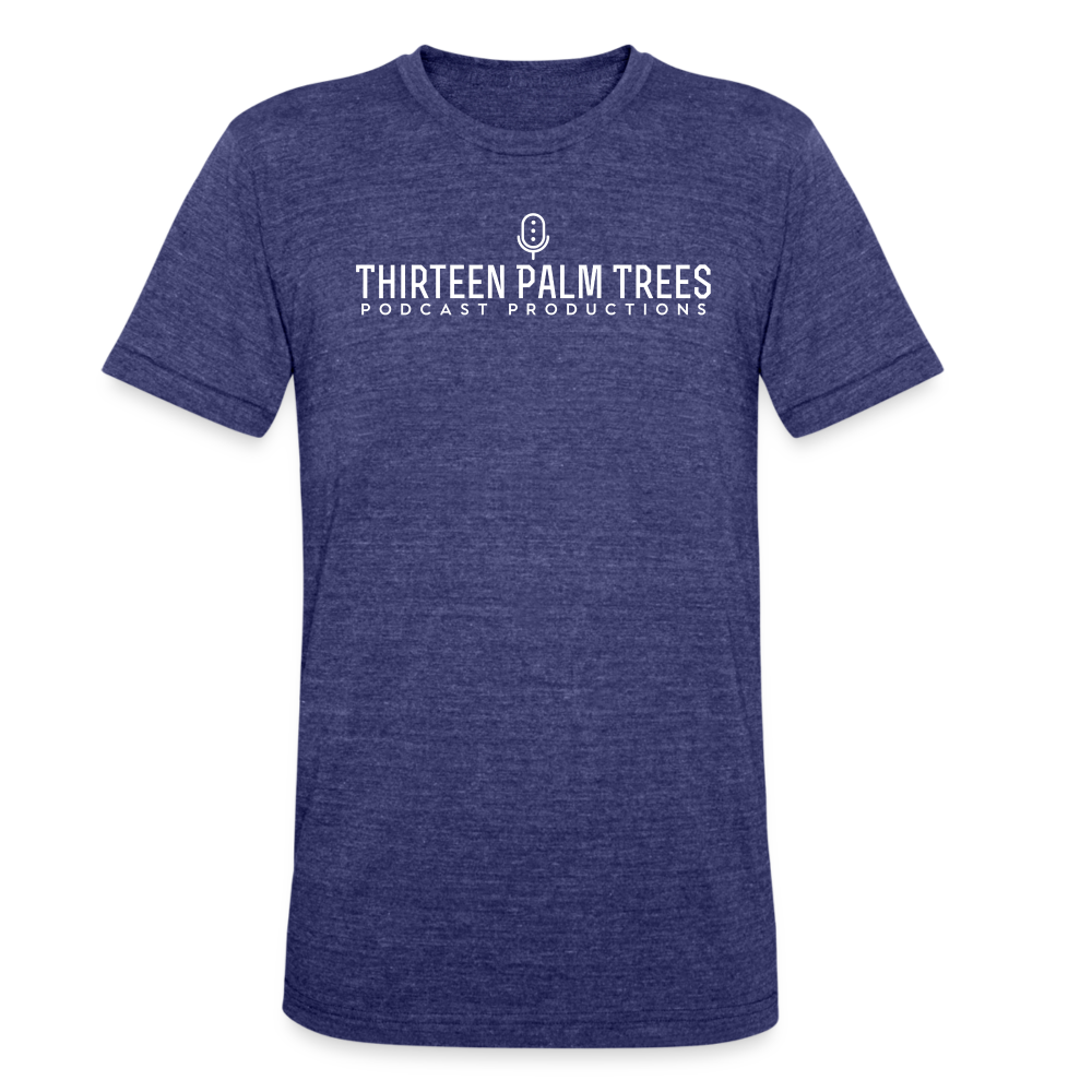 Thirteen Palm Trees White Logo Classic: Tri-Blend Tee - heather indigo